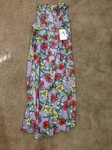 Lularoe Joy Vest ROSES Floral Purple Red Yellow Pink Small - £7.44 GBP