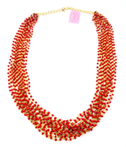 Garold C Miller Friend Collection Gold Tone Multi Strand Red Beaded Necklace - £21.68 GBP