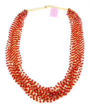 Garold C Miller Friend Collection Gold Tone Multi Strand Red Beaded Necklace - $27.72