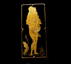 Victorian Goddess Aphrodite nude Brooch - Venus Nymph Damascene pin - gr... - £75.05 GBP