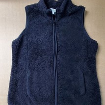 Croft &amp; Barrow Teddy Bear Vest Black Soft Fur Size Medium Womens Side Po... - £10.97 GBP