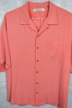GORGEOUS Tommy Bahama Light Orange With Subtle Pattern Silk Hawaiian Shirt L - £35.37 GBP