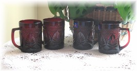 4 Luminarc Antique Ruby Cristal D&#39;Arques Durand Mug Cups New Tags - £30.11 GBP