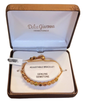 Dolce Giavonna Genuine Gemstone Bracelet NEW w box Adjusts Gold Plate Great Gift - £39.50 GBP