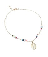Gold Shell Anklet Ankle Bracelet 10&quot; extension rainbow pearl 18k gold pl... - £11.70 GBP