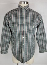 Woolrich Mens Plaid Cotton Button Front Concourse Shirt Red Green M - $14.85