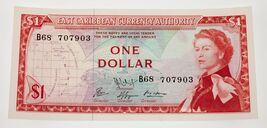 1965 East Caribbean Currency Authority $1 Note Pick #13e Uncirculated - $105.19
