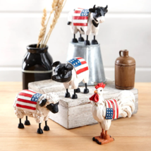 Set of 4, Farmhouse Animal Figurine, Table Top Decor, Patriotic - £15.87 GBP