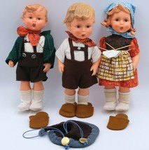 VINTAGE M J Hummel Goebel Vinyl 11&quot; 2 Boy &amp; 1 Girl Dolls Stitch in Time - £42.77 GBP