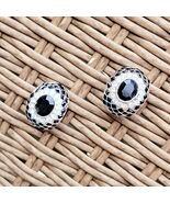 CARRE Blach &amp; White Rhinestone Vintage Clip On Earrings - €21,62 EUR