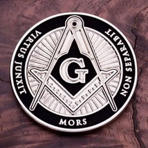 Freemason Masonic Mason Antique Silver Finish 1.75 Inch Challenge Coin - £15.00 GBP