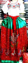China Poblana Womens XS-XXL Folklorico Tri-Color Dress Set W/Eagle Sequi... - $101.48+