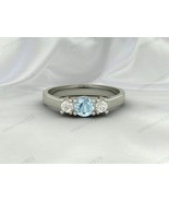 Natural Aquamarine Gemstone Solitaire Women Ring, 925 Silver Handmade Je... - €47,88 EUR