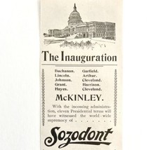 Sozodont Mouthwash 1897 Advertisement Victorian McKinley Inauguration DWKK9 - £6.93 GBP