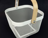 Ikea Risatorp Basket White 9.75&quot; x 10.25&quot; x 7&quot; Wooden Handle  - $29.69