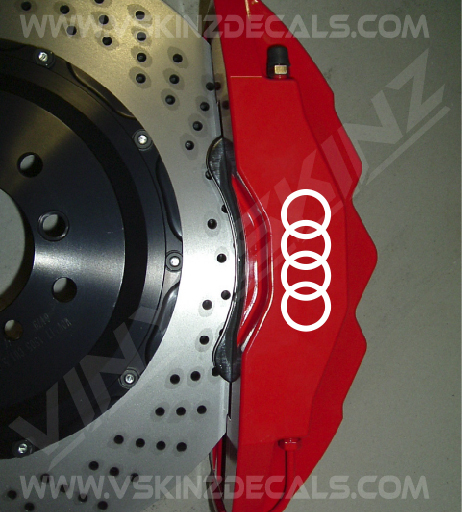 Audi Rings Logo Premium Cast Brake Caliper Decals Kit Stickers RS S-line Quattro