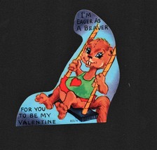 Vintage Valentines Day Card Beaver On Swing - $5.96