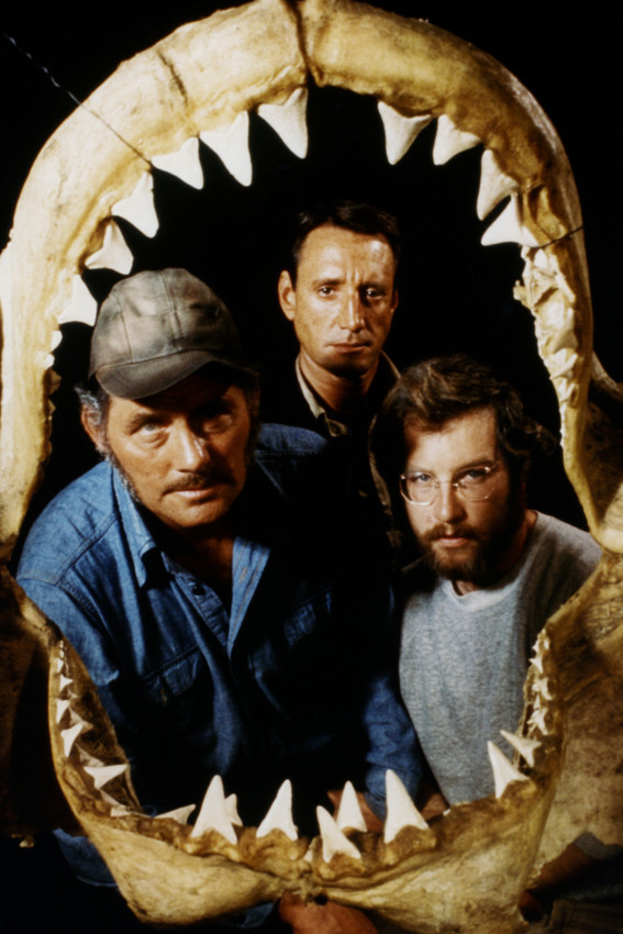 Roy Scheider, Robert Shaw and Richard Dreyfuss in jawbone of shark Jaws 18x24 Po - $23.99