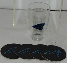 NFL The Memory Company LLC 16 Ounce Carolina Panthers Pint Glass Logo Coasters image 2