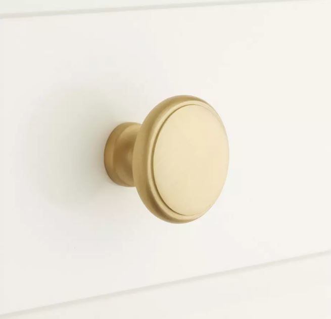 New 1-1/4&quot; Satin Brass Nantes Solid Brass Round Cabinet Knob by Signatur... - $14.95