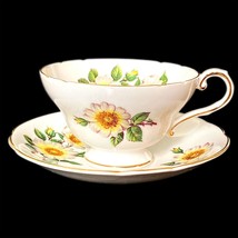 Vintage Stanley Floral Bone China Cup and Saucer 1950s - £29.86 GBP