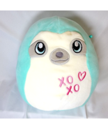 Squishmallow Sloth Valentines Squad Aqua Teal Heart X0 XO On Belly Stuffed - £8.12 GBP
