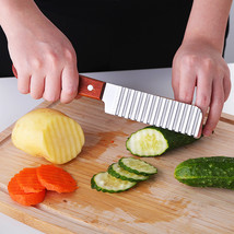 French Fries Cutter Stainless Steel Potato Cutter Knife Vegetable Wave Cutting T - £10.35 GBP