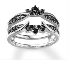  Round Cut Black Diamond Enhancer Wrap Ring Engagement 14K White Gold Finish - £97.00 GBP