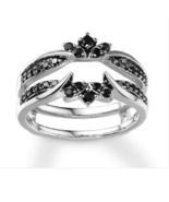  Round Cut Black Diamond Enhancer Wrap Ring Engagement 14K White Gold Fi... - £96.48 GBP