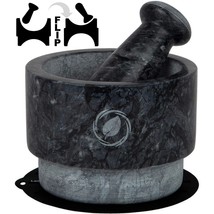Laevo Mortar and Pestle Stone Set, 5.5&quot; (Large) | Gray Marble | Stone Sp... - £41.66 GBP