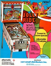 Jolly Ride Pinball Flyer Original Roller Coaster Carnival Art Playmatic - £61.02 GBP