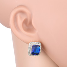 Princess Cut Faux Sapphire Earrings With Swarovski Style Crystals - £26.08 GBP