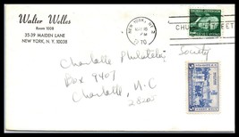 1970 US Cover - New York, NY to Charlotte Philatelic Society, North Caro... - $1.97