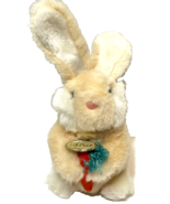 Rare Vintage 1990 Gund Plush Easter Bunny with Plush Carrot 10 In With Tag - $19.58