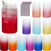Set Of 12 Drinking Glasses Glassware Tumblers Water Highball Multi Color 12 Oz - £29.97 GBP