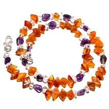 Carnelian Natural Gemstone Beads Jewelry Necklace 17&quot; 93 Ct. KB-373 - £8.69 GBP