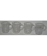 4 Vintage Heavy Glass Reeded Flower Design Coffee Tea Cocoa Mugs Cups - €16,33 EUR