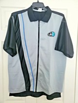 Nike Mens Large Polo Shirt Vtg 80s 90&#39;s Short Sleeve Gray Full Zip Front... - $28.45