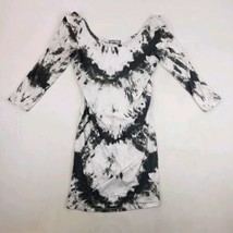 Billabong Long Sleeve Shift Dress M Tie Dye Grey White Scoop Neck Stretchy  - $12.86