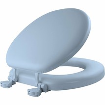Lt Blue Soft Padded Toilet Seat Premium Cushioned Standard Round Cover Comfort - £85.50 GBP