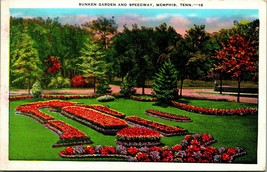 Sunken Garden and Speedway Memphis Tennessee TN UNP Linen Postcard A3 - $3.91