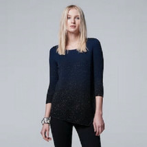  Vera Wang Metallic Ombre Blue Black Asymmetrical Sweater - Women&#39;s XS - £43.92 GBP