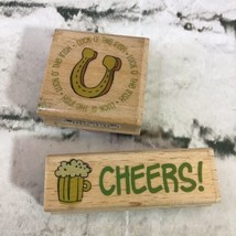 Rubber Stamps St. Patricks Day Luck O The Irish Horse Shoe Beer Mug Lot Of 2 - £9.30 GBP