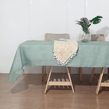 Dusty Blue 60X126&quot;&quot; Rectangular Premium Faux Burlap Polyester Tablecloth Wedding - £29.38 GBP