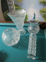 Shannon Crystal Cut Vase - Globe -BUD -RIBBED - Brass Holder Bowl Crystal PICK1 - £35.80 GBP+