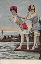 Bathing BEAUTIES-STYLISH Attire Showing LEGS-1910s Postcard - £5.57 GBP