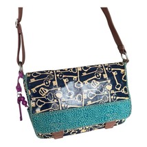 Fossil Blue and Tan Messenger Crossbody Bag with Long Strap - £68.16 GBP