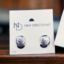 New Directions Hammered Silver-Tone Clip On Earrings Square Unisex  - £7.78 GBP