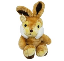 12&quot; Vintage Cuddle Wit Brown Bunny Rabbit Sitting Stuffed Animal Plush Toy Lovey - £29.14 GBP