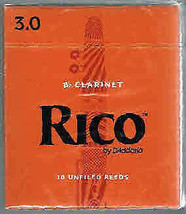 Rico by D&#39;Addario Bb Clarinet Reeds - Strength 3.0 - Box of 10 Unfiled R... - £17.29 GBP